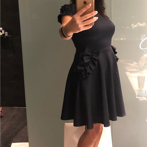 Ted Baker London Blue Ruffled Fit and Flare Mini Dress in Navy Blue - Picture 5 of 6